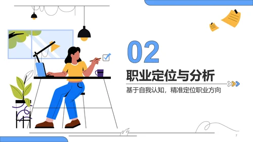 蓝色插画风大学生职业发展规划PPT模板