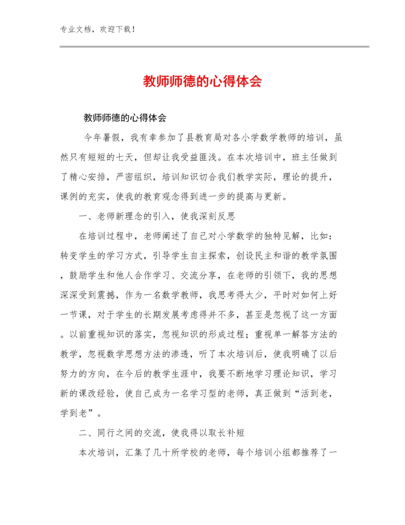 2023年教师师德的心得体会范文13篇.docx