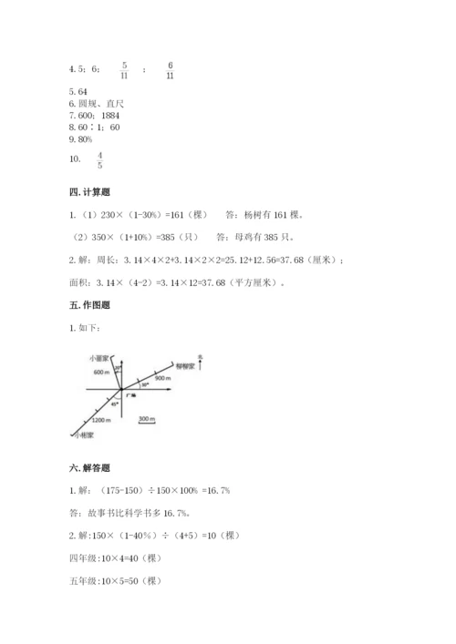 2022六年级上册数学期末考试试卷含答案【突破训练】.docx