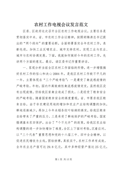 农村工作电视会议发言范文.docx