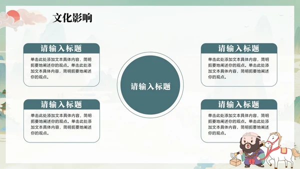 绿色清新插画手绘中国风西游记四大名著教学PPT模板