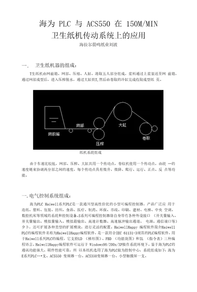 国产PLC海为Haiwell在卫生纸机上的应用