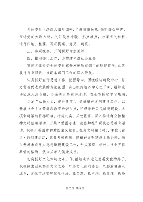 市政协宣传文体专委会工作总结及工作计划.docx