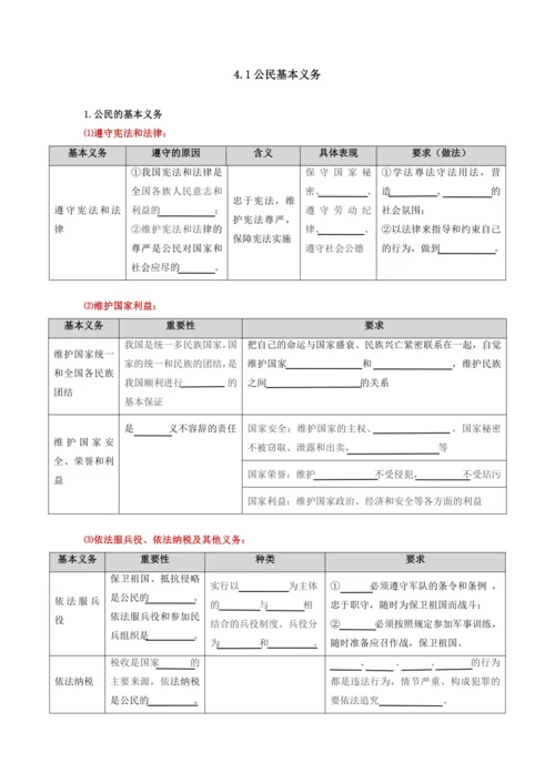 八年级下册期中知识点——默写填空