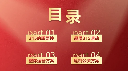 红金奢华315节日应对方案PPT模板