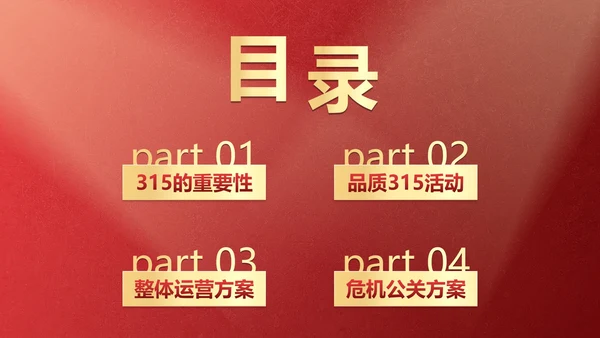 红金奢华315节日应对方案PPT模板