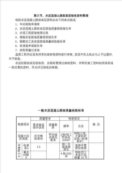 砼路面监理细则