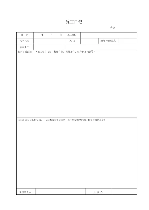 施工日志空白表格doc