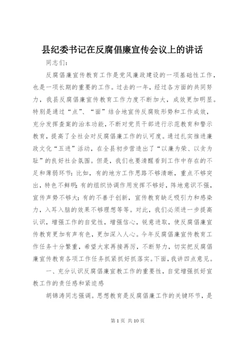 县纪委书记在反腐倡廉宣传会议上的讲话.docx