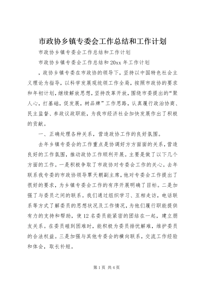 市政协乡镇专委会工作总结和工作计划.docx