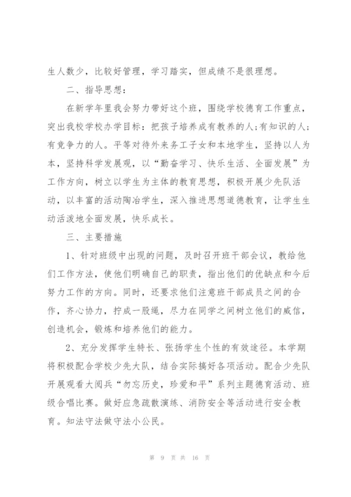 小学班主任教学工作计划五篇.docx