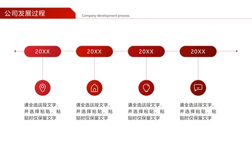 红色几何公司发展过程PPT模板