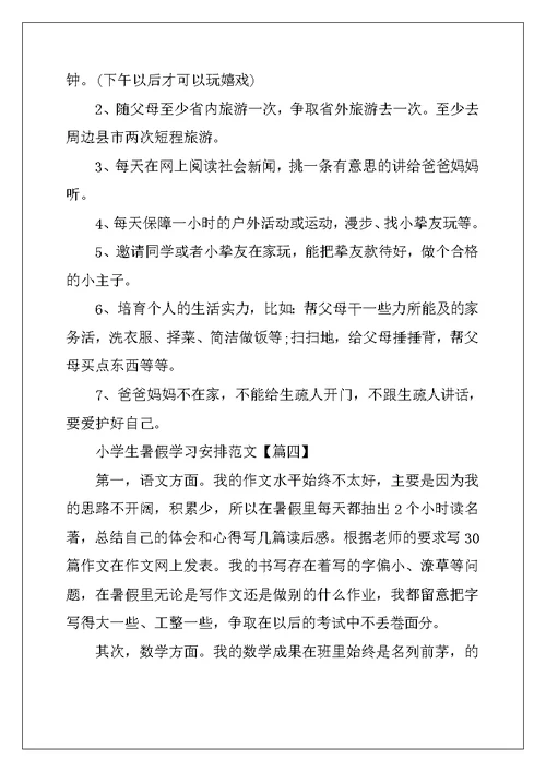 2022年小学生暑假学习计划范文2022年