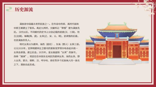 少数民族满族介绍通用PPT模板