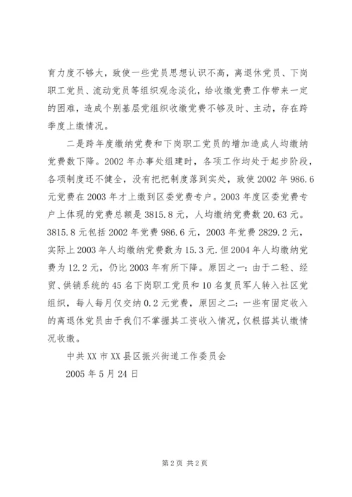 振兴街道党费收缴管理工作自查报告自查报告_1.docx