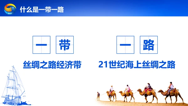 蓝色党政一带一路丝绸之路国际合作高峰论坛ppt模板