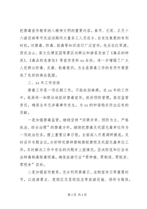 旅游局禁毒宣传活动总结和XX年禁毒工作安排_1.docx