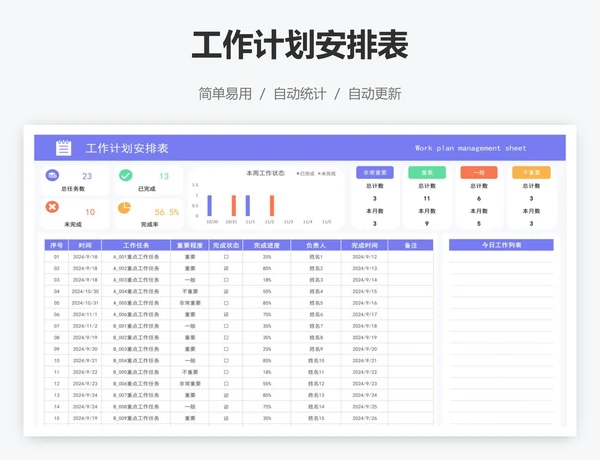 工作计划安排表