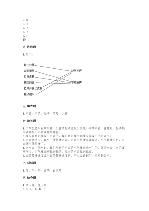 教科版科学四年级上册第一单元声音测试卷（考试直接用）word版.docx