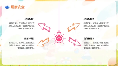 彩色水彩风插画卡通暑假安全教育PPT模板