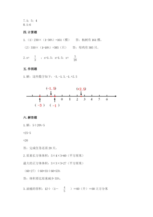 南阳市内乡县六年级下册数学期末测试卷完整.docx