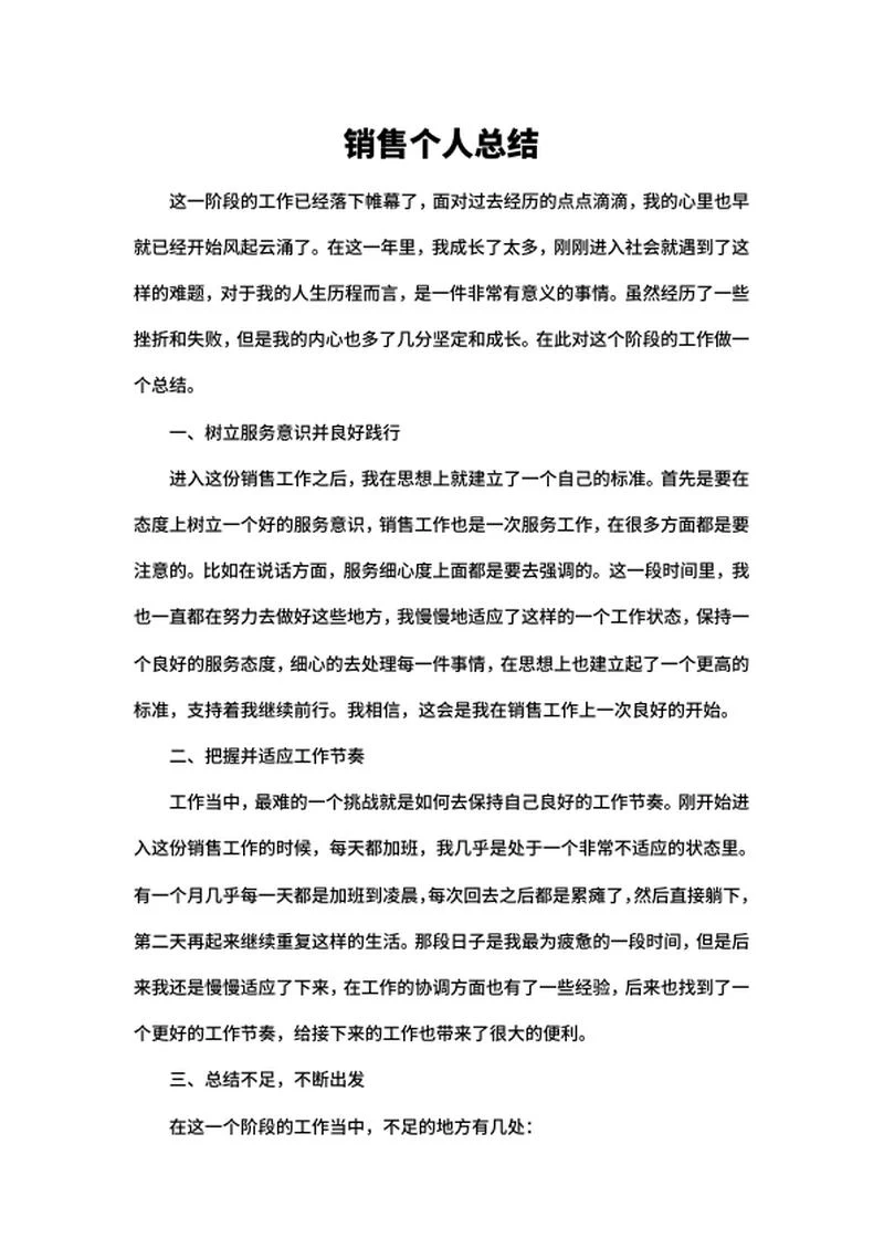 销售个人总结word模板