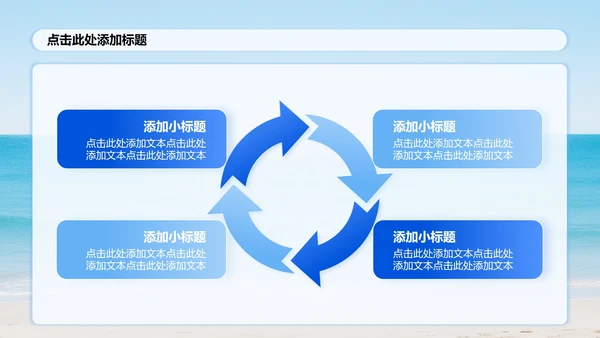 蓝色小清新风实景海边度假旅游攻略PPT模板