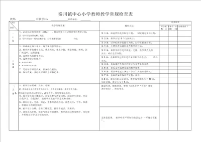 秦川镇中心小学教师教学常规检查表试行