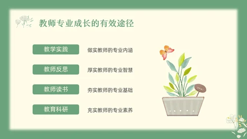 绿色小清新教师专业成长教师专业发展PPT模板宣传PPT动教师培训