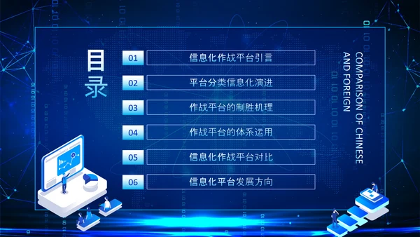 中外信息化作战平台对比动态PPT模板