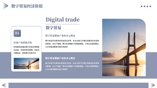 蓝色商务数字贸易与可持续发展PPT模板