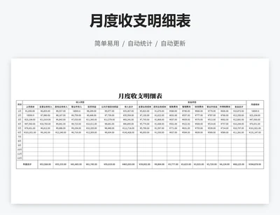 月度收支明细表