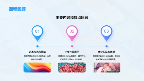 蓝粉色简约扁平艺术课程展示相册PPT模板