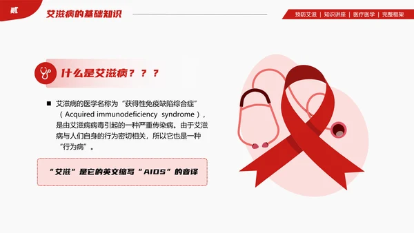 山大二院艾滋病知识讲座PPT模板