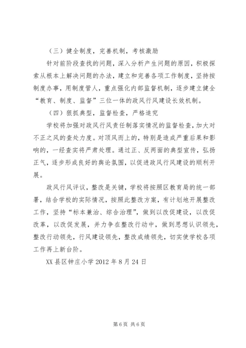 钟庄小学政风行风评议整改方案.docx