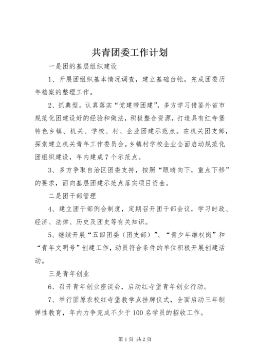 共青团委工作计划.docx