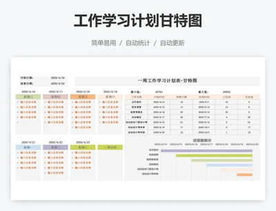 工作学习计划甘特图