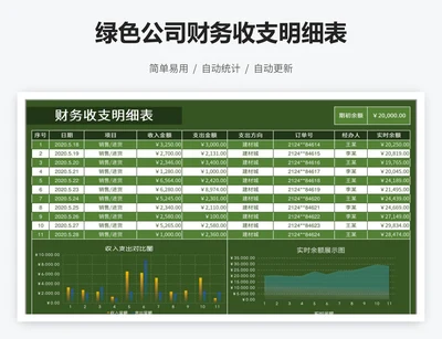 绿色公司财务收支明细表