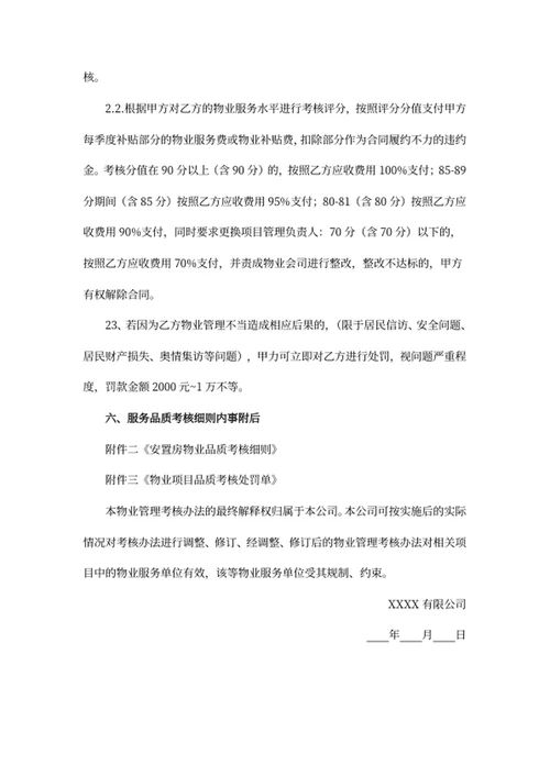 物业管理考核办法
