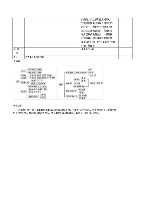 中考物理电磁波与现代通讯能源与可持续发展复习教案苏科版