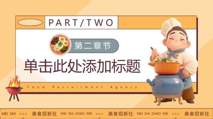 黄色卡通风大学生美食社团招新PPT模板