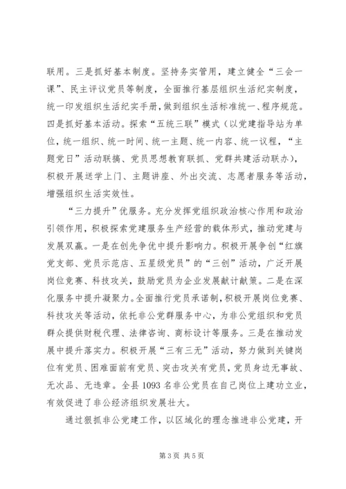 某县非公党建工作汇报材料.docx