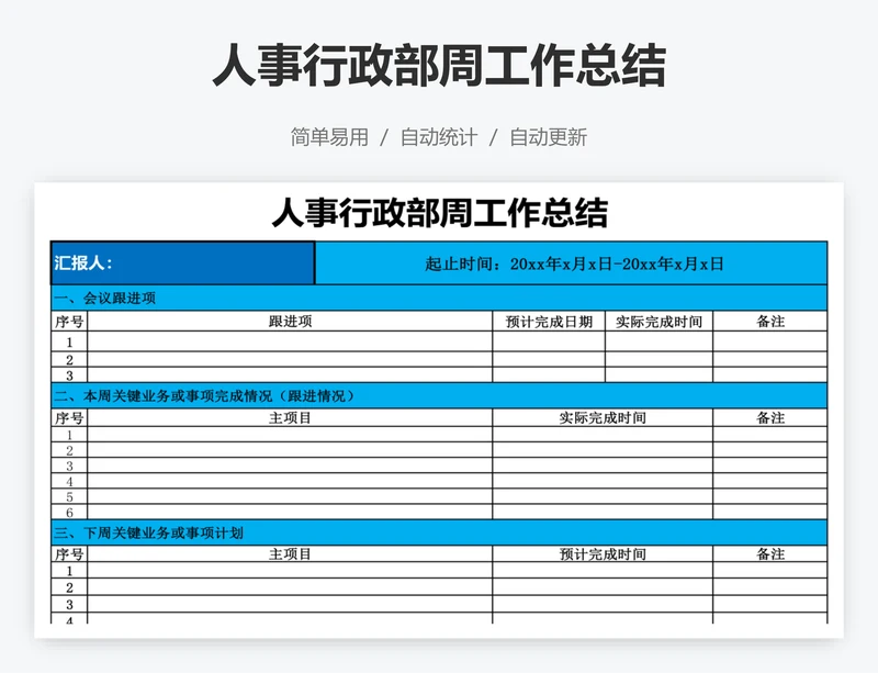 人事行政部周工作总结