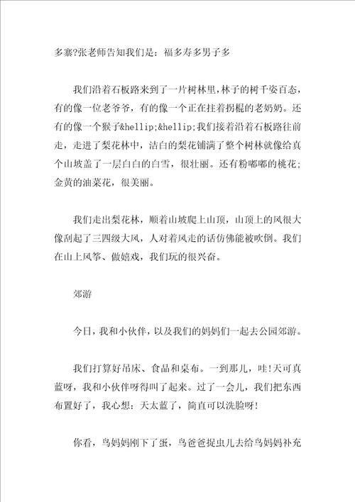 郊游的作文300字5篇