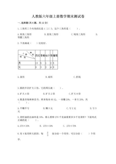 人教版六年级上册数学期末测试卷含答案【模拟题】.docx