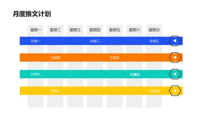 简约风月度推文甘特图多项PPT图文页