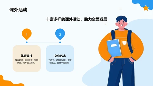 蓝色插画风欢迎新同学PPT模板