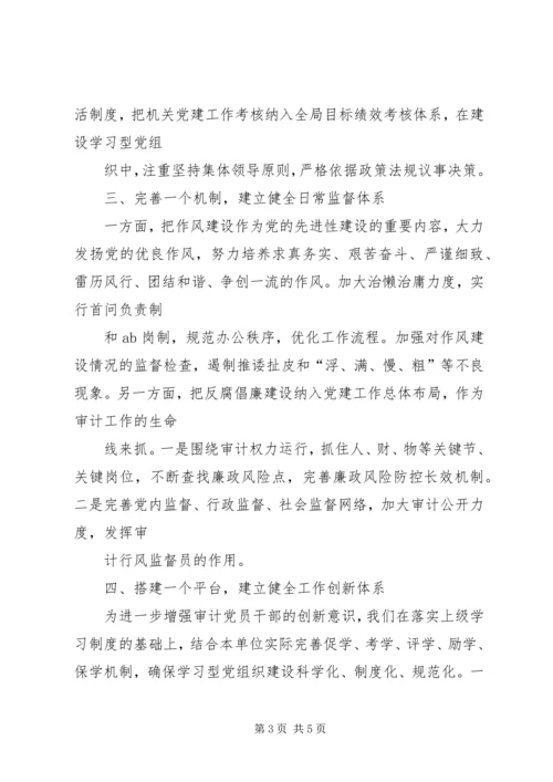 审计机关党组织建设经验交流.docx