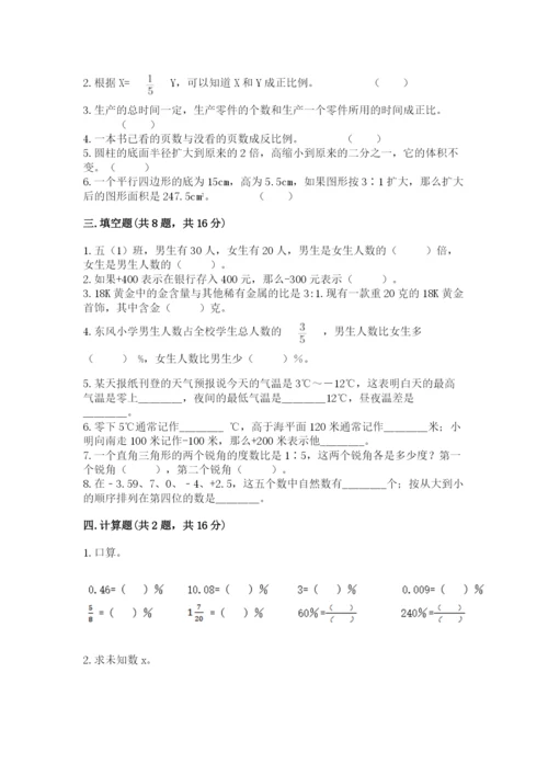 邢台市南和县六年级下册数学期末测试卷推荐.docx