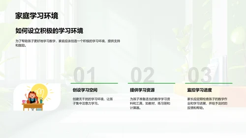 数学学习家庭引导PPT模板